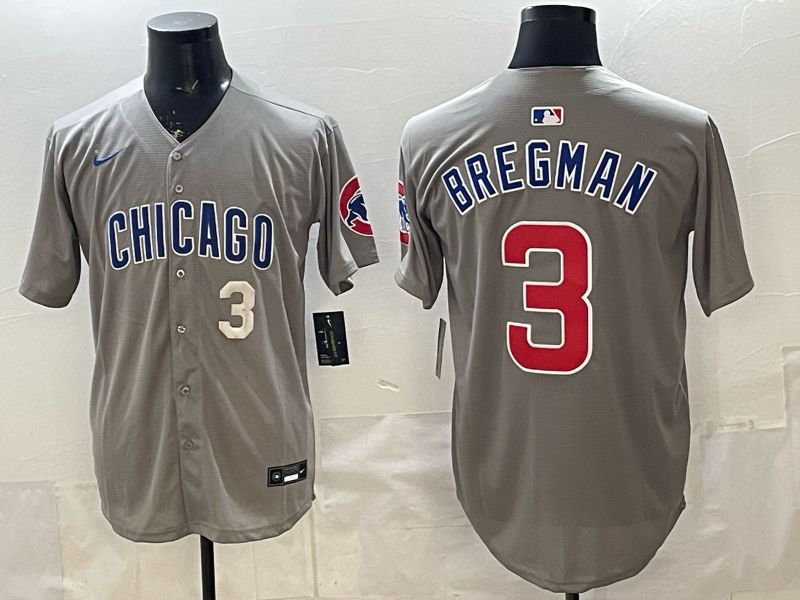 Men 2026 Chicago Cubs #3 Bregman Grey Game Nike MLB Jersey style 005->chicago cubs->MLB Jersey